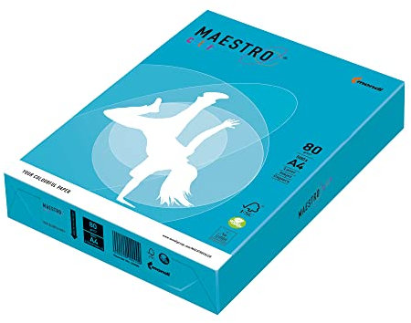 Maestro Papier Farbe a4, 210 x 297 mm, 80 g, 500 fg, hellblau