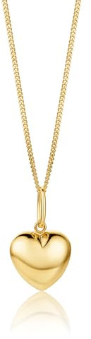 MIORE Halskette Damen, Gelbgold 375(9 Karat), Herzkette Gold, Goldkette mit Kettenanhänger Gold, Kette mit Herz-Anhänger, Schmuck Damen allergenfrei & handgemacht - geliefert in Schmuckschatulle