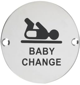 ZSS08SS Baby Change Toilet Sign Sex Symbol 76mm Dia Satin Stainless Steel from The Door Handle Store