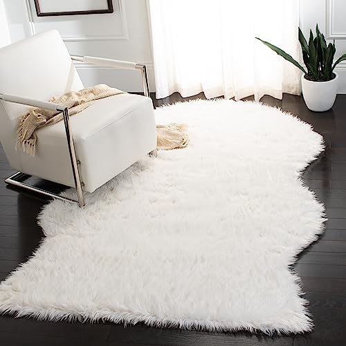 SAFAVIEH Faux Sheep Skin Collection 6' x 9' Ivory FSS115A Silken Glam 2.35-inch Thick Area Rug