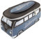 BRISA VW Collection - Volkswagen Neopren Universal-Schmink-Kosmetik-Kultur-Reise-Apotheke-Tasche-Beutel im T1 Bulli Bus Design (Petrol & Braun/Groß)