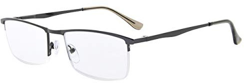 Eyekepper Qualität Halbrand Metall Lesebrille mit Federscharnier in metallisches Blaugrau +0.50