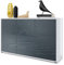 Vladon Sideboard Ben V3, Kommode mit 3 Türen und 2 Schubladen, Weiß Hochglanz/Grau Hochglanz (117 x 74 x 36 cm)