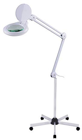 SEMPLIX LED Lupen-Stehlampe 3D weiß (Linse 127 mm/dimmbar/Standfuß mit Rollen)