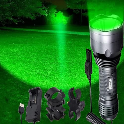 VASTFIRE 350 Yard LED-Taschenlampen-Set, Hog Predator, lange Reichweite, Nacht-Jagdlicht, Dual-Druckschalter, Zylinderfernrohrhalterungen (keine Schienenhalterung, keine Zielfernrohrhalterung)