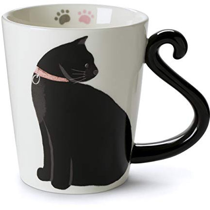 Tri-coastal Design - Taza de té/café con Tema de Animales Divertidos: Taza de Regalo de cerámica Hermosa (Black Cat)
