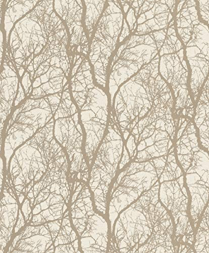 Rasch Tapeten Vliestapete (Floral) beige Gold 10, 05 M x 0, 53 M Tapetenwechsel 633245