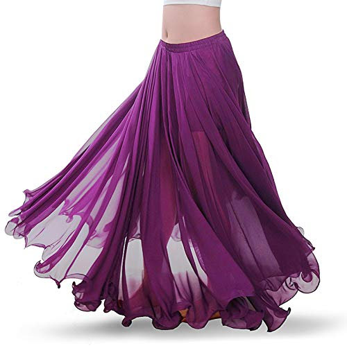 Baisdan Donna Gonna in Chiffon per Danza del Ventre, Gonne Flamenco a Cerchio Completo per Costumi di Halloween, Carnevale Spettacoli, Viola., Taglia Unica