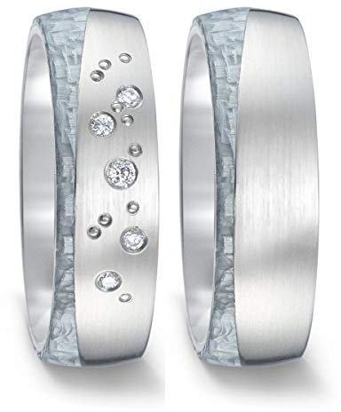 Titanfactory Titan Trauringe 52560 mit Carbon 5 Brill. ges. 0.06 ct. w/si