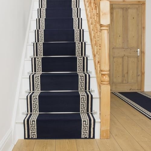 runrug Soft & Comfortable Stair Runner - Smooth & Durable Carpet for Stairs - Stain-Resistant, Fade-Resistant - Multiple Sizes - 60cm x 600cm - 9mm Thick - Key, Blue