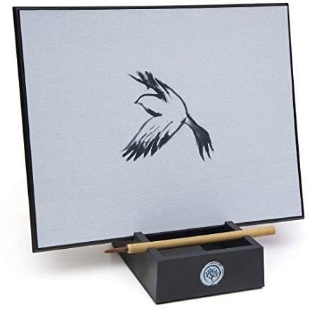 Grand tableau Zen Satori – Peinture à l'eau, pratique de la méditation et de la pleine conscience, comprend (3) pinceaux à eau, fournitures de peinture et d'art, planche à dessin sans encre, cadeau