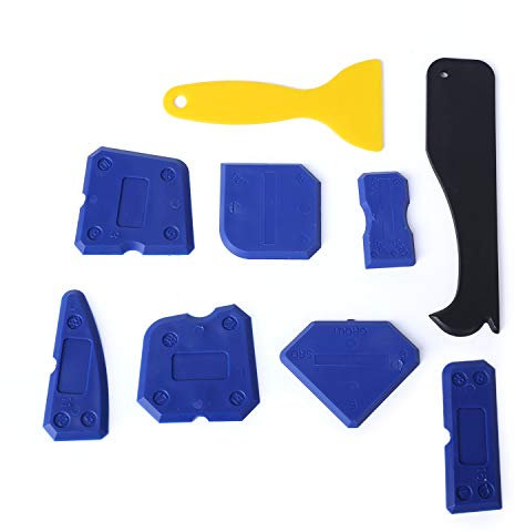 9-teiliges Silikon-Dichtungswerkzeug-Set, Dichtmittel, Finishing-Werkzeug, Fugenschaber, Fugenentferner und Dichtungsdüse.