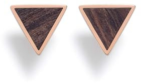 KERBHOLZ Holzschmuck – Geometrics Collection Triangle Earring, Damen Ohrring geometrisch, kleine Ohrstecker mit Dreieck aus Naturholz, roségold (8,5mm x 7,5mm)