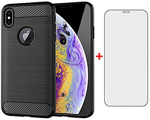 Asuwish Handyhülle für iPhone XR Hülle mit Glas Folie Panzerfolie Schutzfolie und Extra Dünn Silikon TPU i 10XR 10R RX XRHülle Slim Handy Hüllen Schutzhülle Phone Case Schwarz