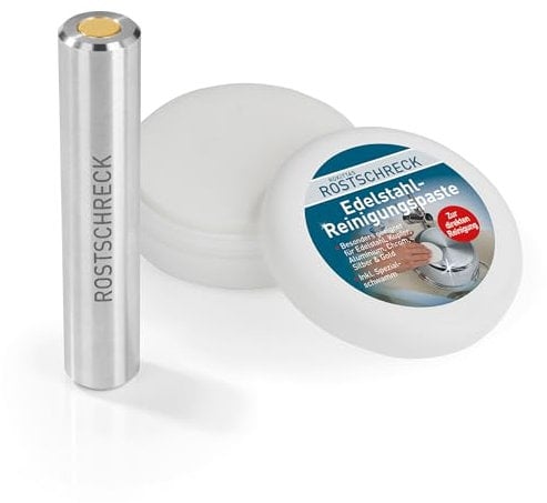 Rokitta's Rostschreck Juego de 2 piezas de polvo y pasta de limpieza de acero inoxidable, 180 g, 1 paquete con pasta de limpieza, 02986