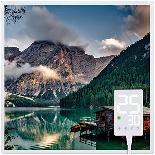 Heidenfeld Infrarotheizung HF-HP105 | 𝟭𝟬 𝐉𝐀𝐇𝐑𝐄 𝐆𝐀𝐑𝐀𝐍𝐓𝐈𝐄 - 400 Watt - Bis 10 m² - Infrarot Heizkörper - Elektroheizung mit Thermostat - Überhitzungsschutz (400 Watt, Bergsee)