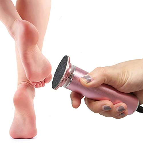 Lima electrónica para pies (velocidad ajustable) con 60 almohadillas de repuesto, potente removedor de callos eléctrico pedicura Hard Dead Foot Skin Removal Machine Mujeres Hombres Use (rosa)