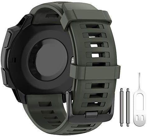 ANBEST Armbändern Kompatibel mit Garmin Instinct/Instinct 2 Armband, Weiches Silikon Uhrenarmband Sport Ersatzarmband für Garmin Instinct, Armee Grün