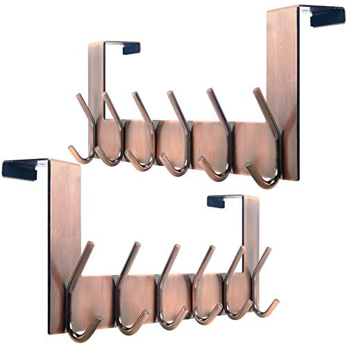 WEBI Over The Door Hooks for Hanging,Over Door Hanger Coat Rack Over The Door Towel Rack for Clothes,Towels,Hats,Antique Copper,2 Packs