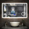 Aica Sanitär LED Badspiegel 100×60cm Bluetooth 5.0 Schminkspiegel 3 Lichtfarbe Wandspiegel mit Uhr, Touch, Beschlagfrei, Datum, Kalt/Neutral/Warmweiß IP44 energiesparend