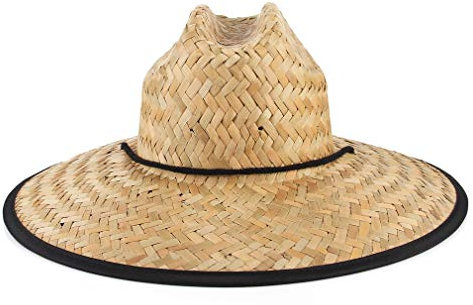 GEMVIE Paja Sombrero para Hombre de Sol Playa ala Ancha Verano Unisexo Estilo Socorrista Gorro para Campo/Pesca/Jardinería