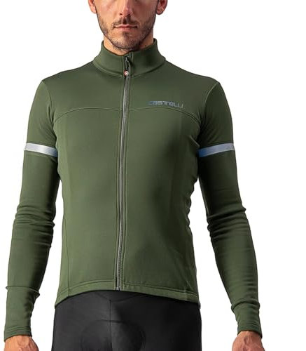 Castelli Men's Fondo 2 Jersey FZ T-Shirt, Military Green/Silver Reflex, S