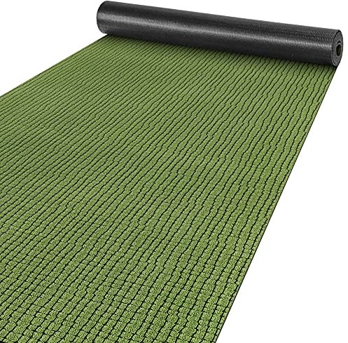 ANRO Teppich Läufer Flur Küchenteppich Schmutzfangmatte Sauberlaufmatte rutschfest Velours Grün 65x140cm Modern