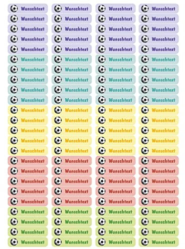 Samunshi® 96 personalisierte Namensaufkleber für Kinder 52x12 mm für Stifte Hefte Bücher Schulanfang Aufkleber Sticker Schule Kindergarten Fußball Fussball 96x 5,2x1,2cm Fußball