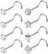 Krfy 8 Stücke 20G S925 Silber Nasenstecker Stern Marquise Herz Quadratisch Rund CZ Nasenstecker L Form Nasenpiercing Körper Piercing Schmuck