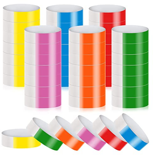HIMOMO 600 Pièces Bracelet D'Identification Néon,Imperméable Bracelets en Papier,Bracelet Festival Papier Bracelets Événementiels Colorés pour Les Soirées (6 Couleurs)