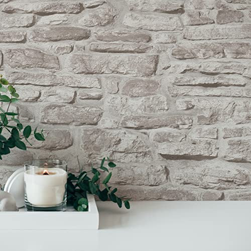 A.S. Création Greige 388153 Papier peint intissé Motif briques et pierres Gris 10,05 x 0,53 m