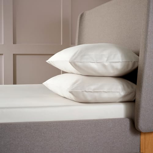 Christy Double Deep Fitted Sheets | 400TC Luxury Bedding | Ivory White | 100% Cotton Sateen | Soft Silky Bed Linen