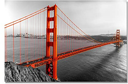 LINKGIN Home Golden Gate Bridge Landschaft Leinwand Gemälde Poster und Drucke San Francisco Wall Art Bilder für Badezimmer Dekor 40x55cm rahmenlos
