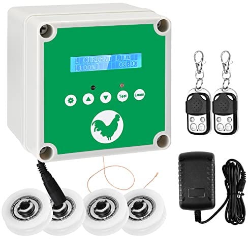 Hlieeosfcn Porte Automatique Poulailler, Ouvre-Porte Automatique pour Poulailler avec 2 Télécommandes et Minuterie, Kit de Porte de Poulailler Electrique Protéger Le Poulet (Porte Non Incluse)