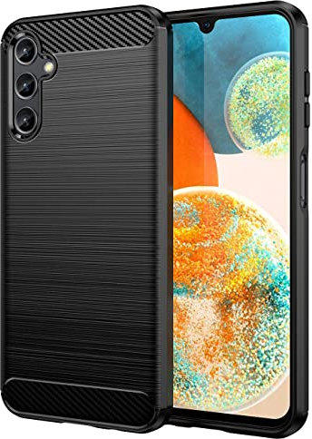 COFI 1453 Carbon Case Hülle kompatibel mit Samsung Galaxy A14 5G Flexible Silikon Carbon Hülle schwarz