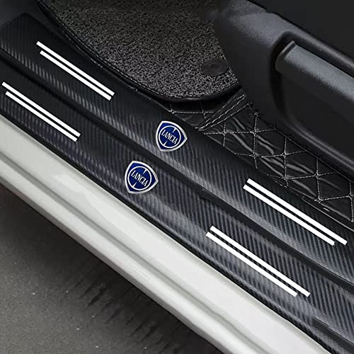 4 Pezzi Fibra di Carbonio Protezione del Auto AntiGraffio Battitacco, per Lancia with Logo DavanzaleAdesivo Accessori