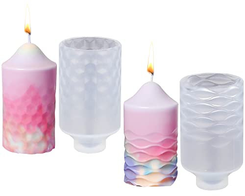 NTGRTY 2 Stück Kerzen-gießform Zylinder, Kerzenform Silikon, Kerzenformen zum Gießen, Kerzengießformen, 3D Kerze Silikonform für Sojawachs, Bienenwachs, Duftkerzen Handarbeit