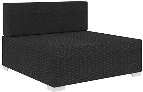 Yolola Modular-Sofa-Mittelteil Rattan Gartenmöbel Set Loungemöbel Terrasse Gartenlounge Outdoor Lounge Gartenmöbel Rattan Sitzgruppe mit Auflagen Balkonmöbel Schwarz und Weiß