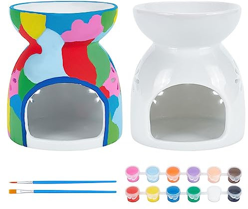 WEBEEDY DIY Porcelain Oil Burners Tealight Candle Holder Oil Burner Paint Craft Kit for Adults Beginners DIY Tealight Kit