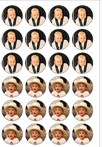 24 Pre-Cut PERSONALISED ADD YOUR OWN PHOTO'S Edible Wafer Paper Round Cake Toppers Decorations - 2 IMAGES PER ORDER - Orange Trading LTD