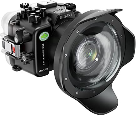Sea frogs Professionelles Unterwasserkameragehäuse mit 6-Zoll-Kuppelanschluss für Sony FX3 FE12-24 mm F4 und FE16-35 F4 (FX3+WA005F)