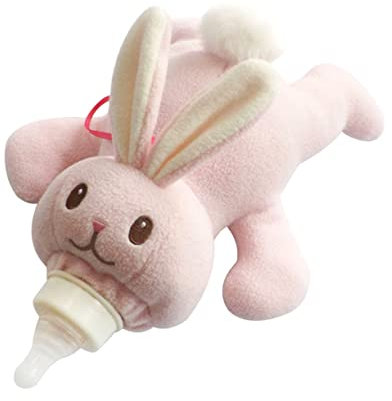 KOMBIUDA Plüsch Tier Kaninchen Babyflaschenhülle Warm Halten Milchflaschenhülle Babyflasche Abdeckung Offen Elastisch Flaschenhalter