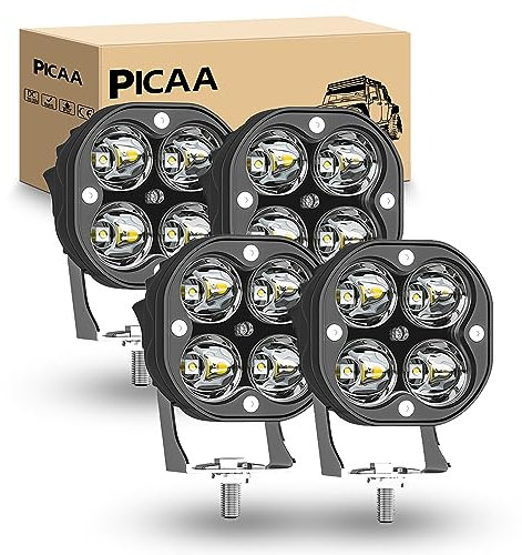 PICAA LED Arbeitsscheinwerfer 3 Zoll 40W weiß 6500k Scheinwerfer LED Scheinwerfer Nebelscheinwerfer LED Scheinwerfer Offroad Bar 12V 24V für Offroad Motorrad 4WD SUV ATV UTV Truck（4 Stück）