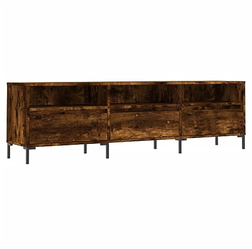vidaXL TV Schrank, Fernsehschrank mit Eisenbeinen, Fernsehtisch für Wohnzimmer, Lowboard Sideboard TV Ständer TV Gerät, Räuchereiche Holzwerkstoff