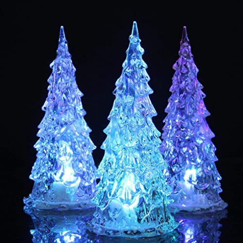 3 PcsChristmas Tree Night Light Christmas Tree Glitter Water Spinner Colour Changing LED Decoration Battery Powered Multicolored Light Up Glitter Tabletop Figurine