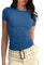 Aokosor Womens T Shirts Ladies Tops Summer Short Sleeve Shirt Basic Blue Tops Size 10-12