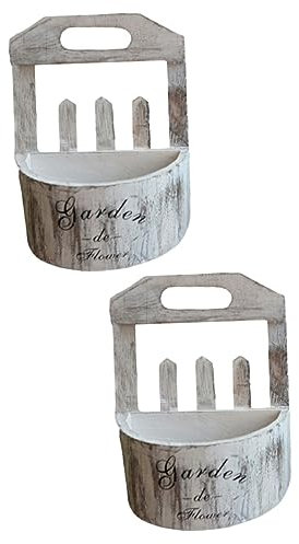 BESPORTBLE Wandbehänge 2st Blumentopf Zum Aufhängen An Der Wand Blumentöpfe Zimmerpflanzen Pergola Jahrgang Hölzern Metallbesatz