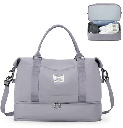 for Ryanair Airlines Underseat Cabin Bag 40x30x20 Weekend Overnight Carry on Holdall 40x20x25 for Women Travel Duffel Sport Gym Tote Mum Hospital Bags with Wet Pocket,A15-grey