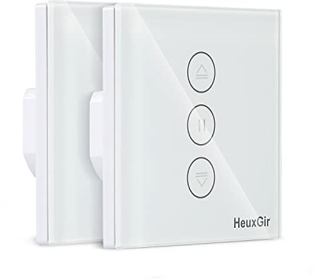 Interruptor de Cortinas WiFi,HeuxGir Interruptor de Persiana Compatible con Alexa y Google Home Interruptor de Temporización, Requiere Cable Neutro 2Piezas