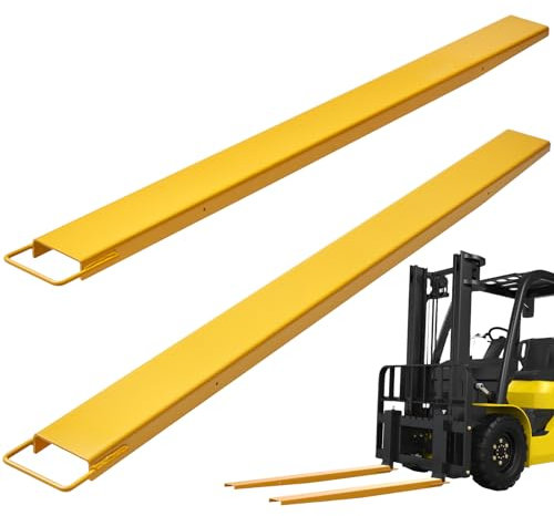 VEVOR Rallonges de Fourches à Palette 2130x140 mm Extensions de Fourche pour Chariot Élévateur Industriel 1 Paire Acier au Carbone Robuste pour Déplacer et Transporter Charges Volumineux Lourds, Jaune